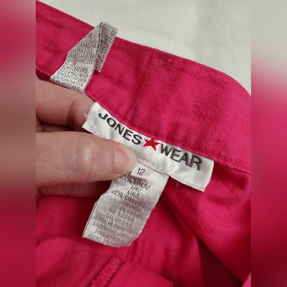 Vintage 90's Bright Neon Pink Linen Blend Shorts Size 12 Summer Classic Boho - Picture 6 of 11